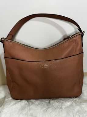 kate spade Pebbled Leather Shoulder Bag in Brown